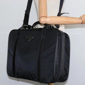 PRADA Business Bag Nylon Black Silver Auth bs30135